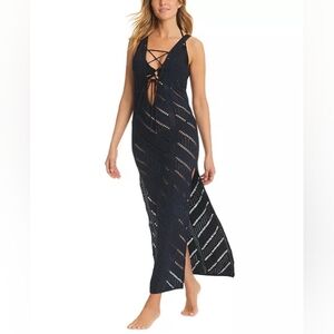Red Carter Crochet Cover-up Tank Dress Size S Black